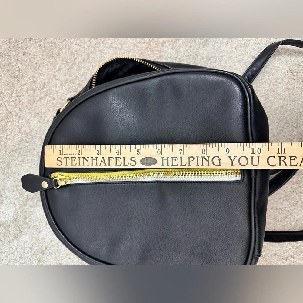 Steve Madden Backpack Multi Zipper Black Yellow Adjustable Strap Purse Bag Tote